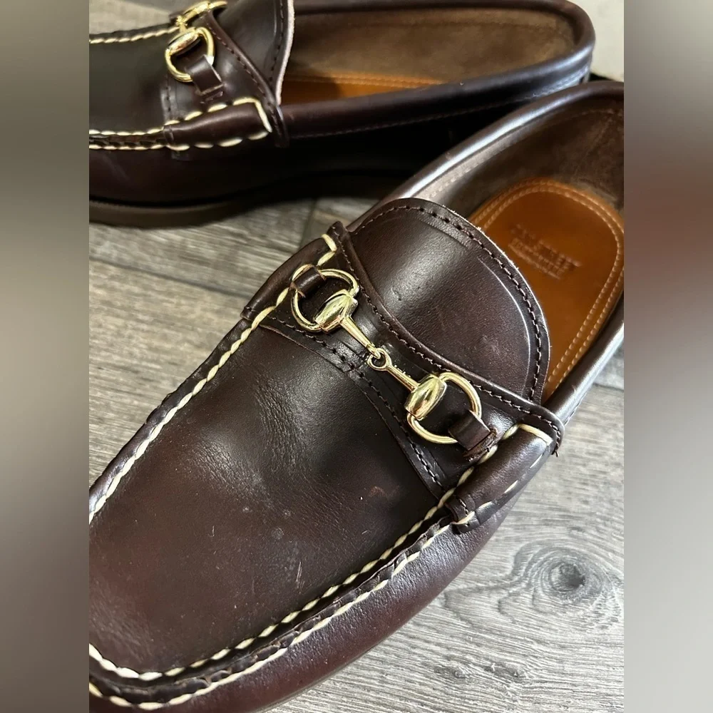 Oakstreet Bootmaker handcrafted in USA Classic Brown Leather Bit Loafers
